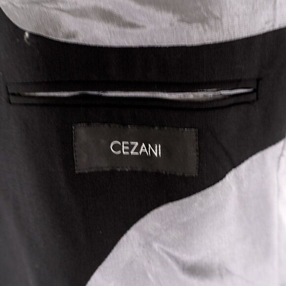 DAMAGED Cezani Wool Black 3 Button Blazer 42R Tiny‎ Holes On Lapel - Picture 10 of 15